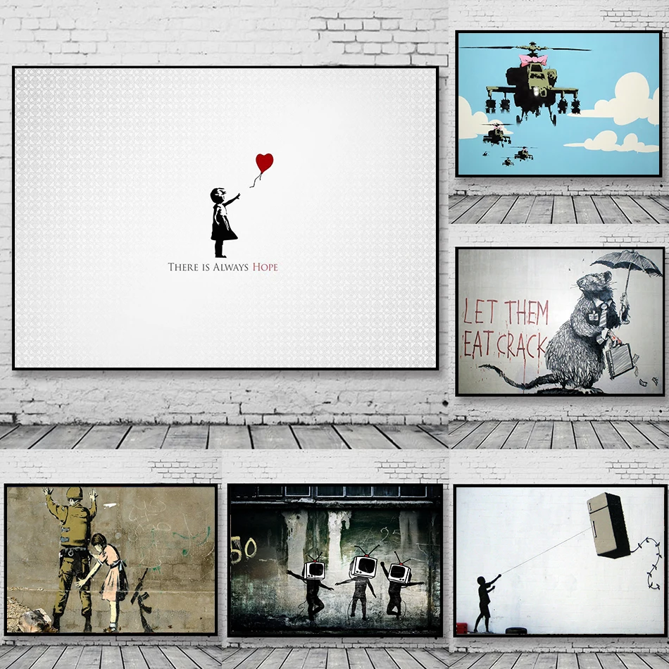 Banksy Abstract Street Graffiti Art Canvas Painting Wall Decor Posters and Prints Nordic Fashion Pictures Living Room Decoration