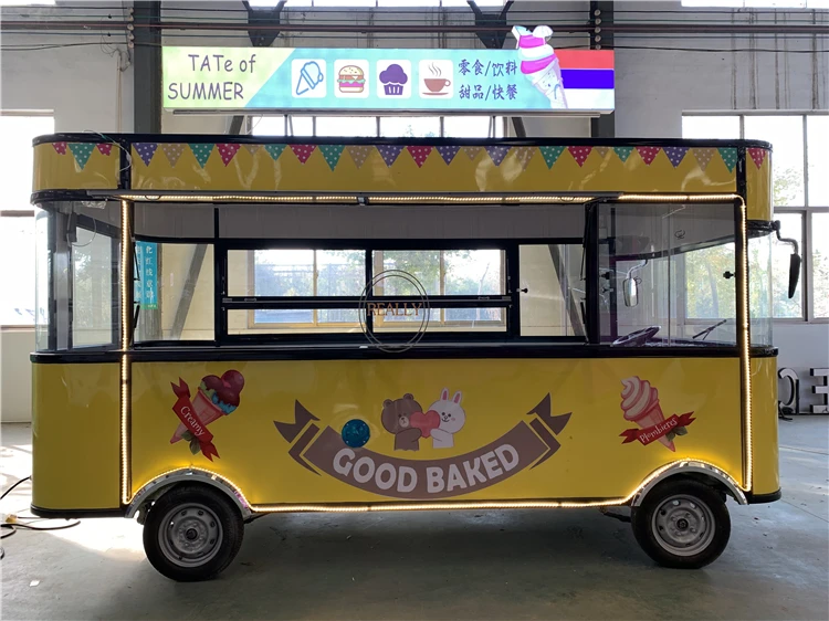 شاحنة طعام كهربائية، مقطورة مطبخ متنقلة، تصميم عصير هوت دوج، آلة بيع عربة الآيس كريم