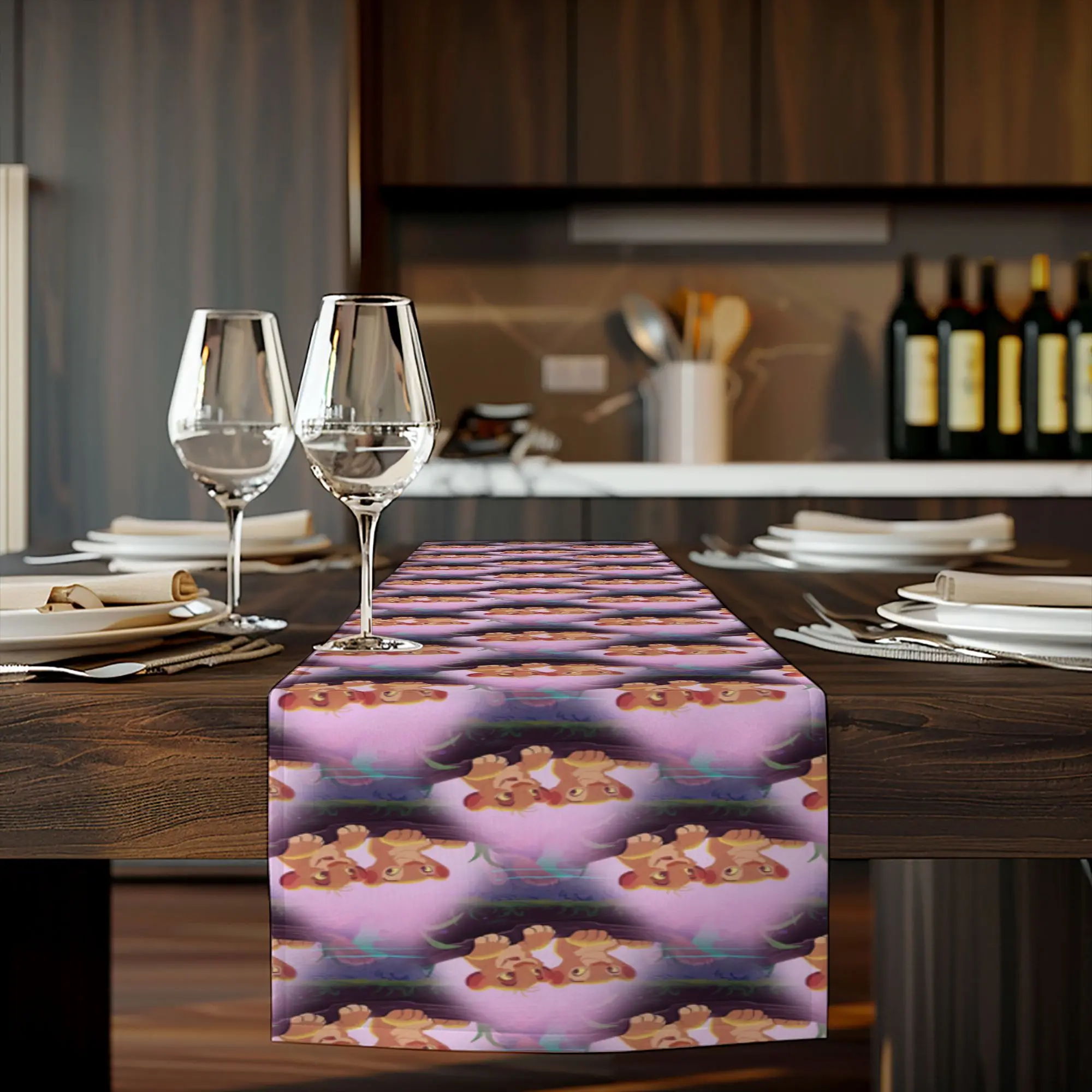 

Цельная дорожка для стола Disney Simba the Lion King — розовый и черный дизайн с изображением маленького льва, подходит для ресторанов, дома, ужинов, украшения в пасторальном стиле, осенние вечеринки