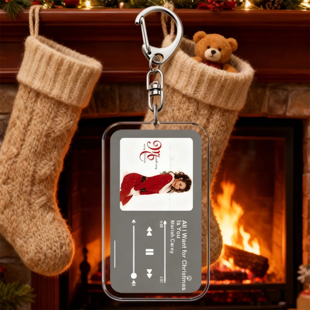 New All I Want for Christmas Is You Music Playlist Keychains for Women Accessories Bag Santa Claus Keying Jewelry Festival Gifts