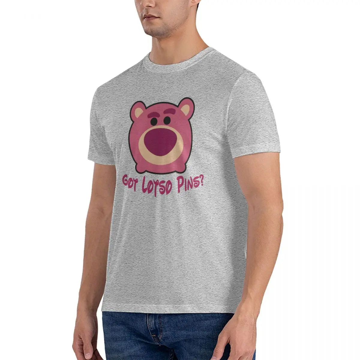 Piggy Bank T Shirt Men's Cotton Vintage T-Shirts Round Collar Disney Toy Story Lotso Huggin Bear Tee Shirt Short Sleeve Clothes