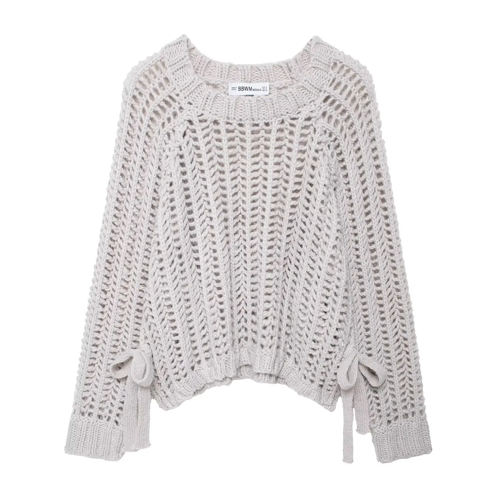 

Korejepo New Women Versatile European American Style Side Decorative Thick Needle Long Sleeved Round Neck Pullover Top