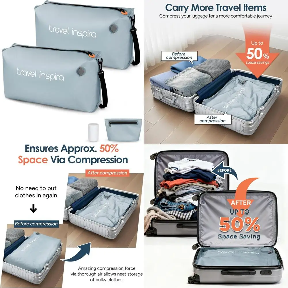 

Portable Vacuum Storage Bags with Wireless Pump, Compression Suitcases, Backpacks, and Packing Cubes with Pump