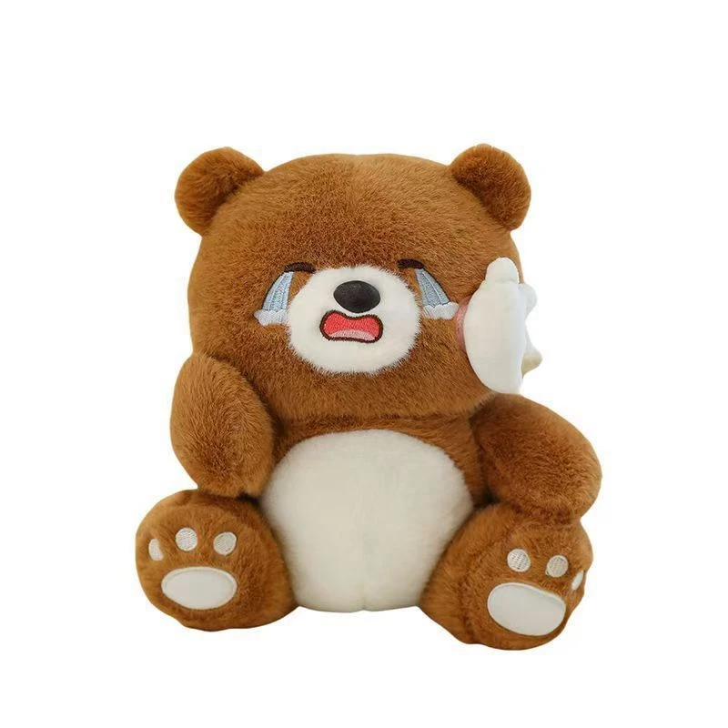 35cm New Style Grievance Crying Bear Doll, Soft and Cute Brown Tear Bear Doll Perfect for Children's Birthday and Christmas Gift