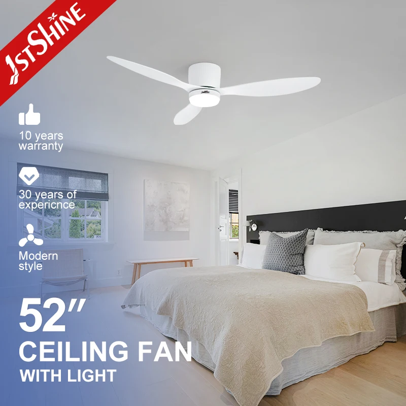 1stshine Led Ceiling Fan Rustic Low Voltage Flush Mount Ceiling Fan with Adjustable Remote