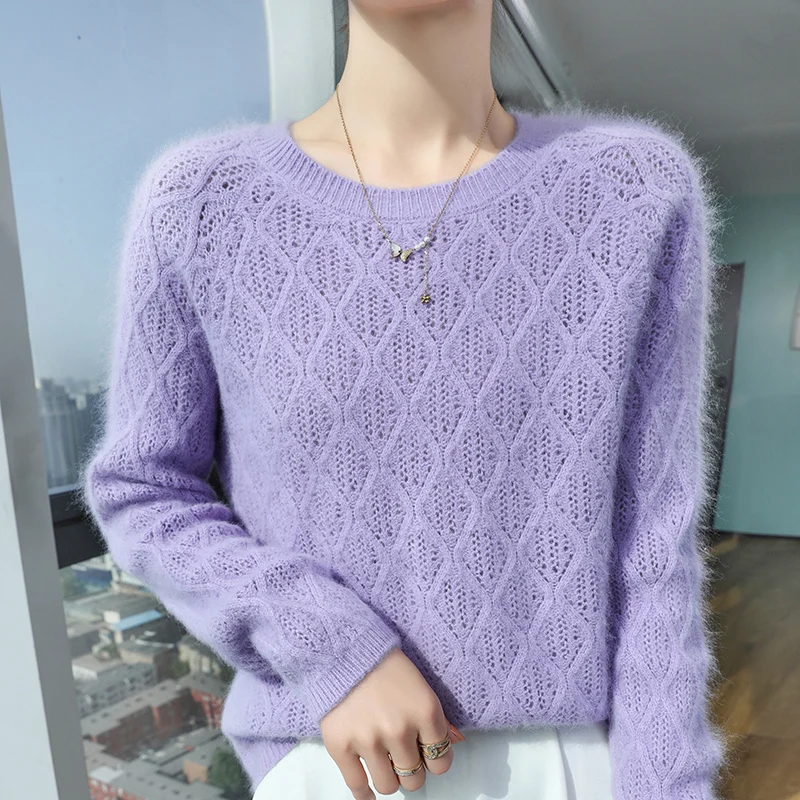 Autumn Winter Women 100% pure Mink Cashmere Sweater New Thicken Pullovers Fashion Knit Jumper Warm Large Size Tops Female Jacket