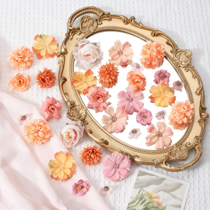 

25PCS Fake Flower Head Set Artificial Rose Head Silk Fake Flower DIY Cake Flower Wreath Wedding Bridal Party Home Decoration