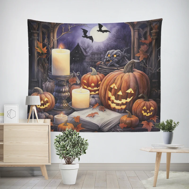 Tapiz de pared de tela grande para decoración del hogar, decoración moderna para habitación, arte estético para dormitorio, Halloween, Otoño, divertido