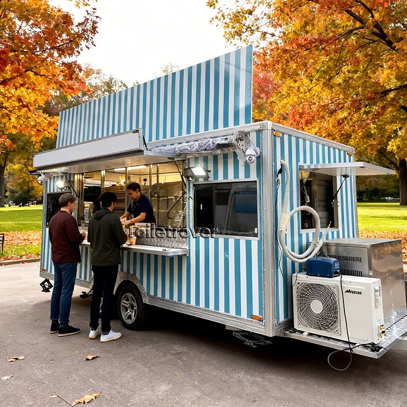 

Wholesale Container Food Truck Mobile Food Van Trailer Ice Cream Food Truck Dessert Mobile Food Trailer with Kitchen Equipment