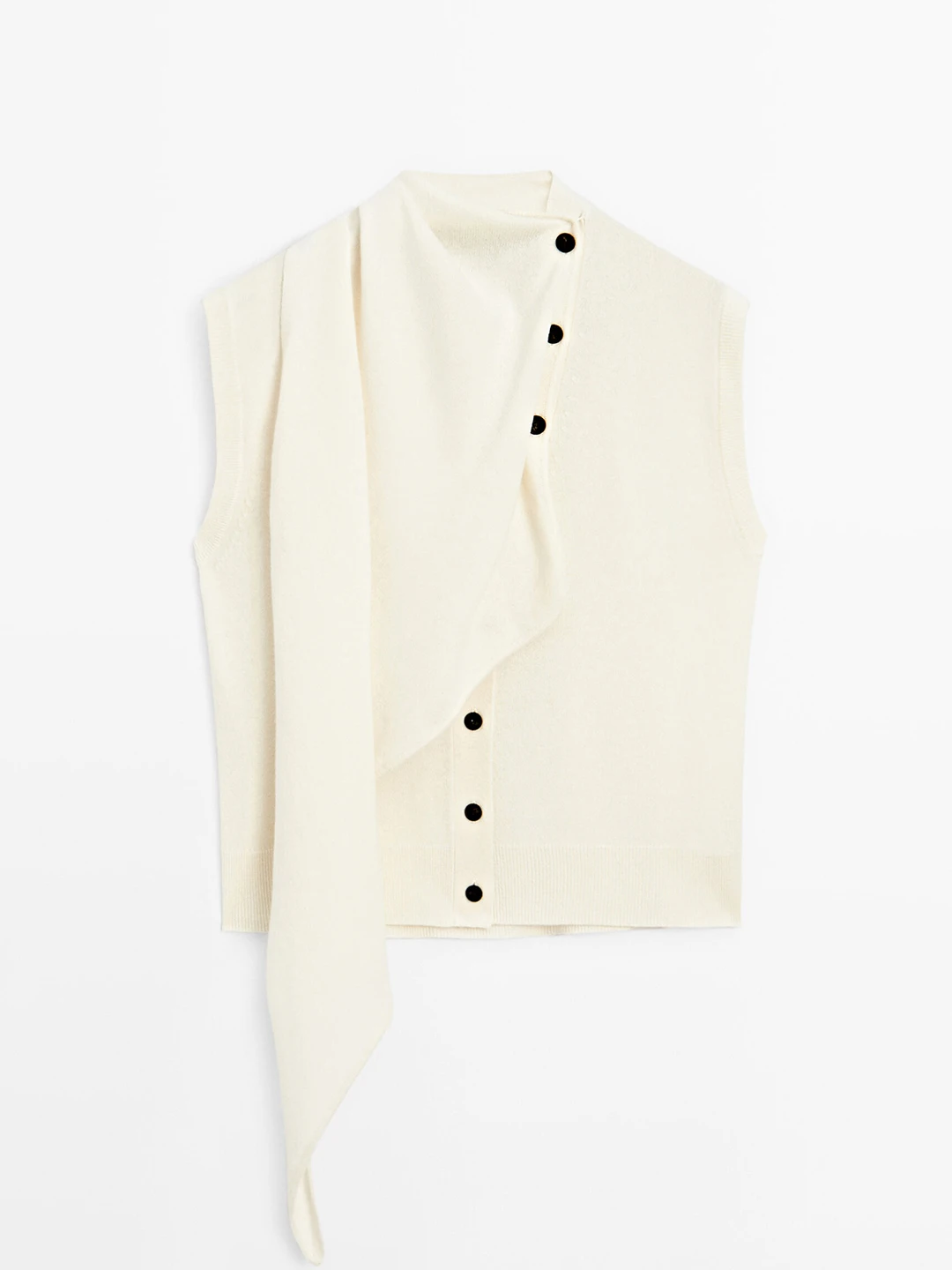 Laid-ba スレニットベスト スカーフカラー レイヤードデザイン 通勤ファション レディース ミッドレングス スベルニットウェア