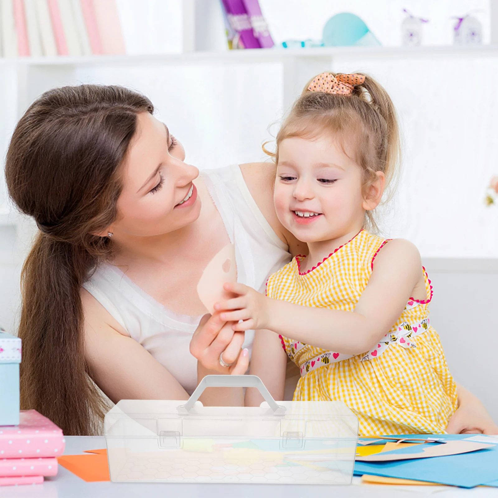 صندوق أقلام رصاص شفاف بسعة كبيرة منظم تخزين شفاف للوازم الفنية وأدوات الرسم وإكسسوارات الخياطة اليدوية