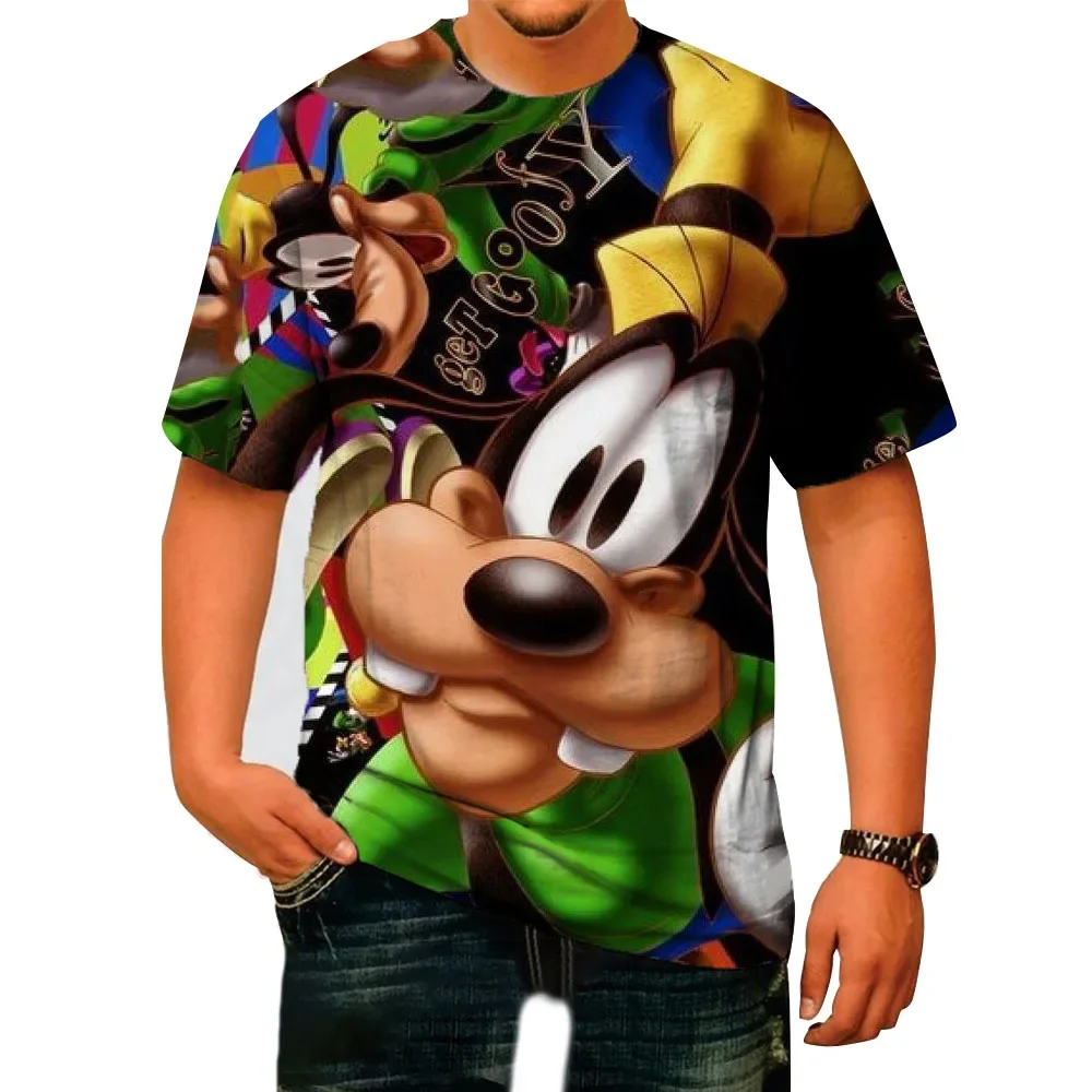 Disney Goofy cartoon print T-shirts Men Clothing Summer Fashion Casual Short Sleeve Cool T Shirt Harajuku Streetwear Tops Tee ﻿