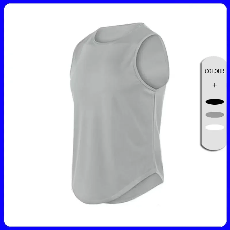 

Летний мужской быстросохнущий жилет из ледяного шелка, спортивная футболка для баскетбола, тренировочный комплект одежды для бега с короткими рукавами