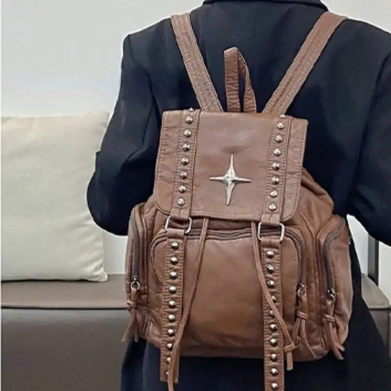 Streetwear Punk Cross Students Backpack Vintage All Match Trendy Women's Bags Japanese Y2k Aesthetic Casual Fashion Backpacks