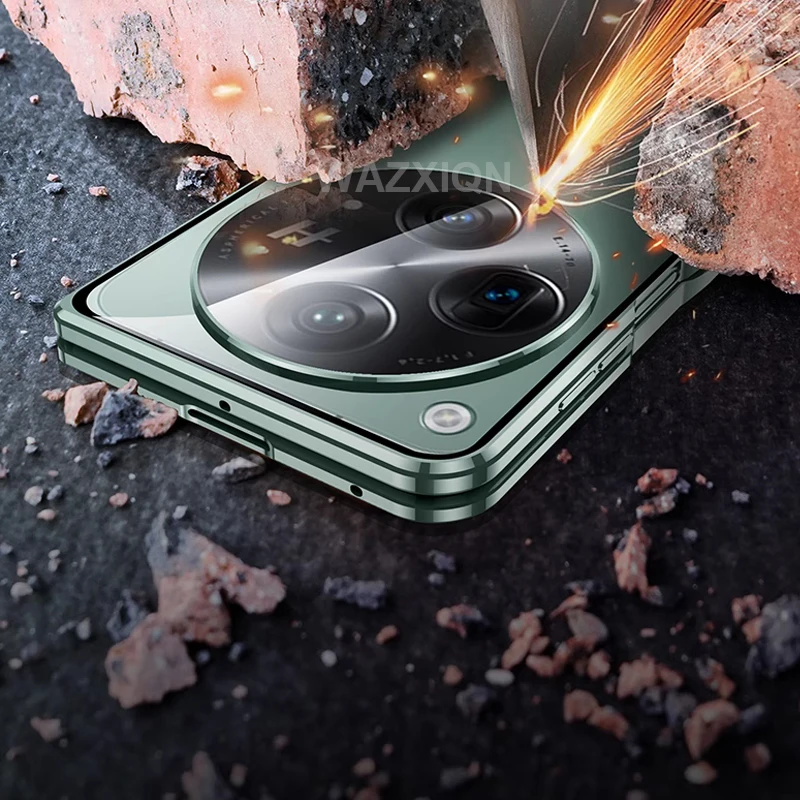 For OnePlus Open Case Magnetic Metal Bumper Aluminum 360 Full Tempered Glass Phone Cover For Oppo Find N3 Lens Protector