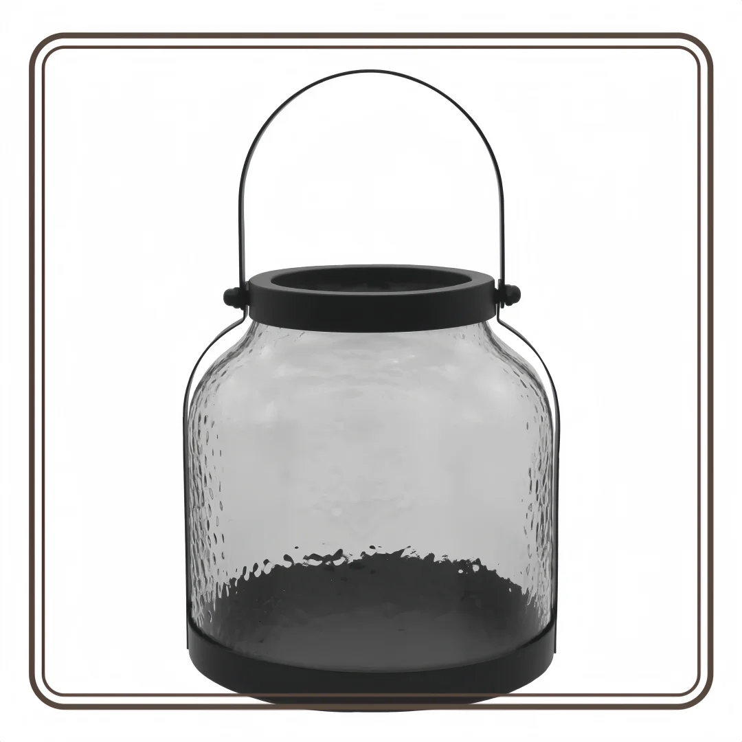 

Gothic Hammered Glass Lanterns, 2-Pack Iron Candle Holders for Wedding/Home Decor