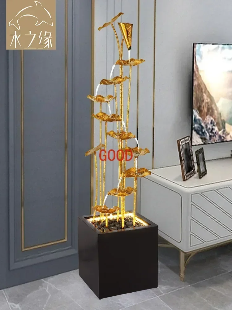 

Living Room Running Water Floor Ornaments Simulation Landscape TV Stand next to High-End Decoration