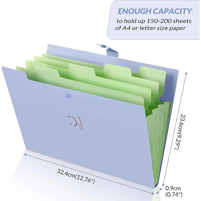 A4 Organ Folder 5 Layers Macaron Colors File Manager Storage Simple Folder for Student School and Office Stationery Supplies
