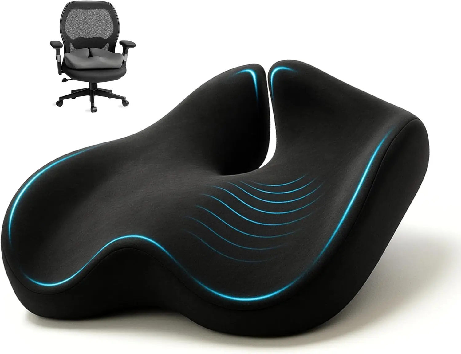 

Ergonomic Seat Cushion for Sciatica & Tailbone Pain Relief, Extra Large Memory Foam Office Chair Cushion for Long Sitting