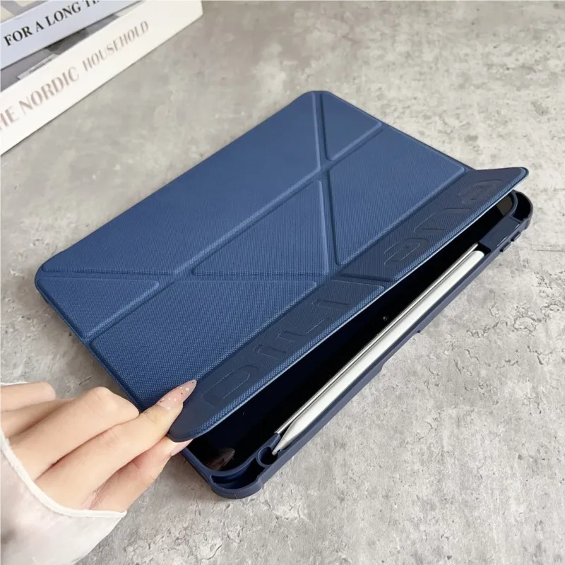 

Geometric Texture Solid Color with Pencil Holder Tablet Case for iPad Mini2/3/4/5/6/7 7.9/8.3in iPad 5/6 9.7in Shockproof Cover