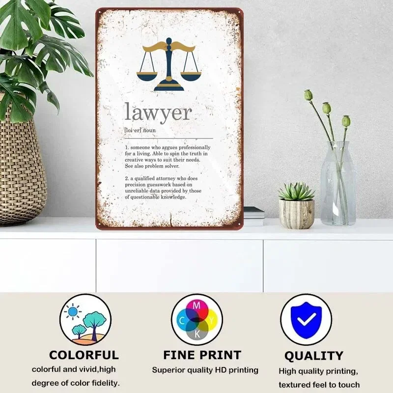 Tin Signs Retro Poster Funny Lawyer Definition Vintage Home Decor Items Metal Wall Art Mural Office Wall Decoration Room Bedroom