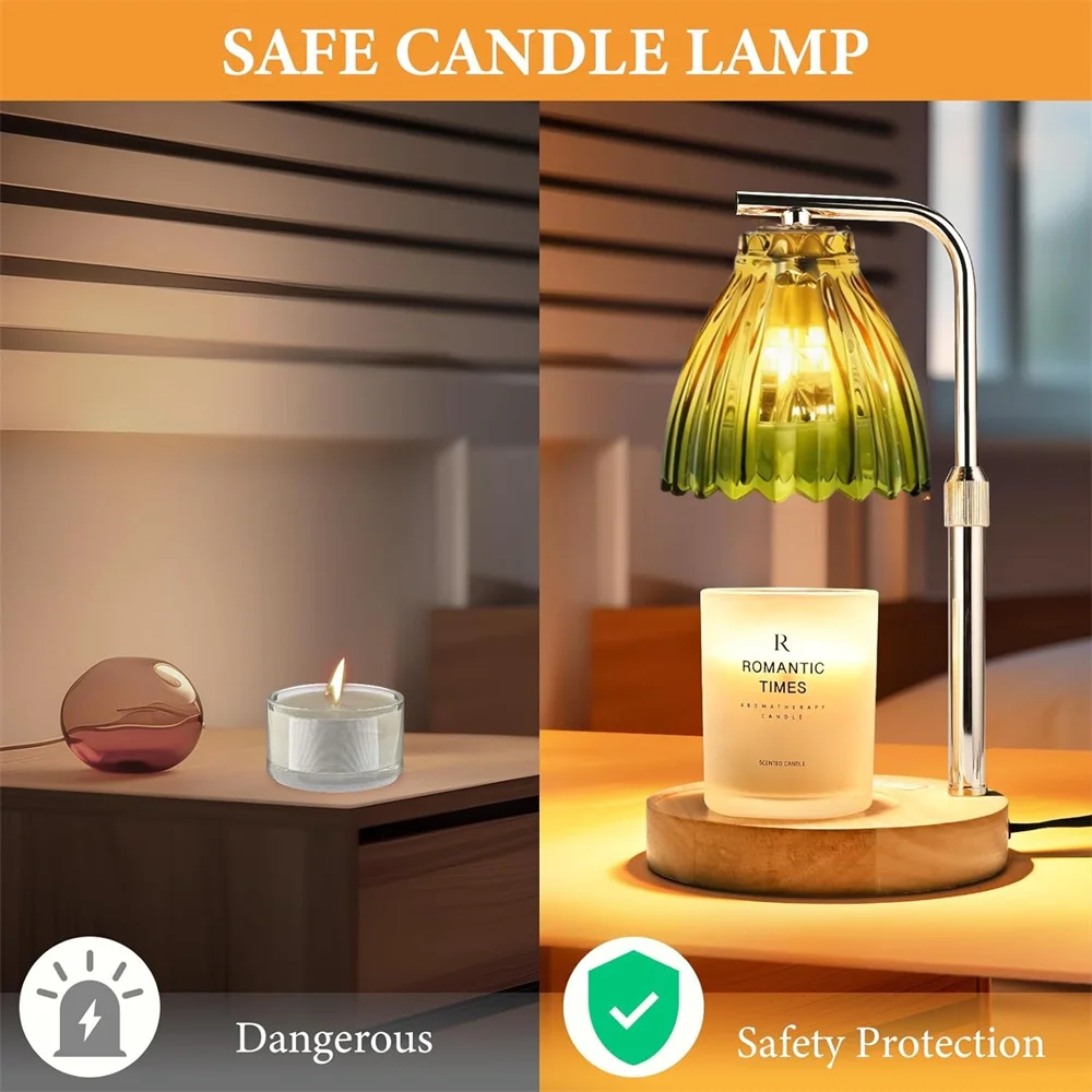 Candle Warmer Lamp Electric Timer - Candles Warming Light Height Adjustable Dimmable Warmers for Home Living Bedroom
