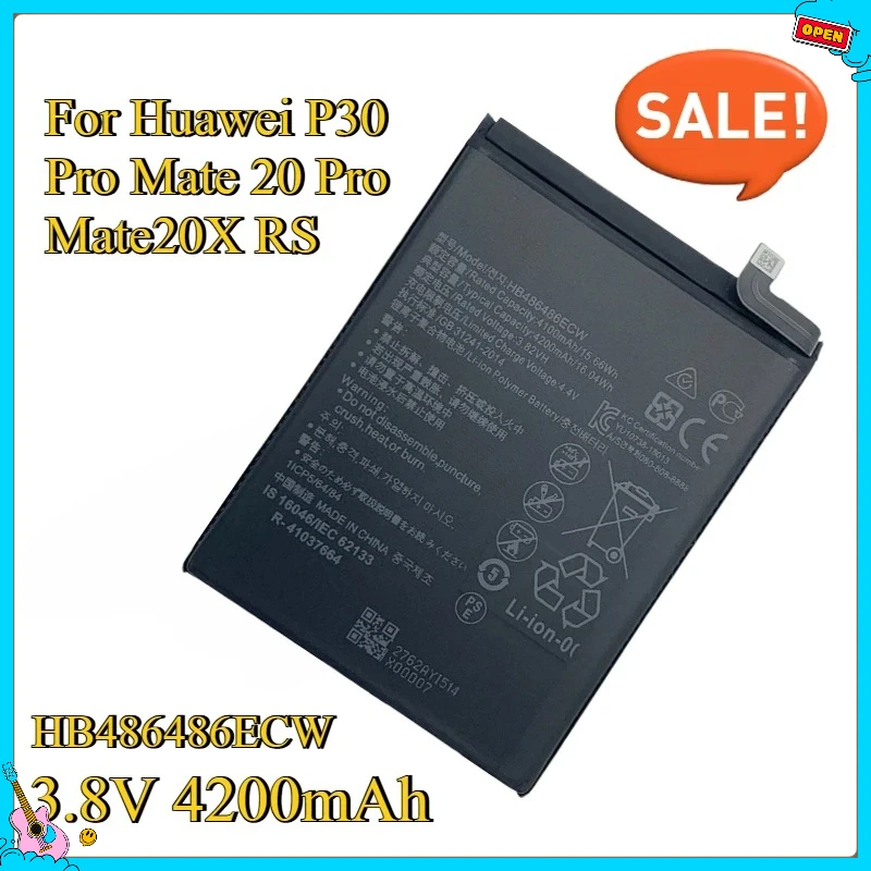 

New3.8V 4200mAh HB486486ECW Mobile Phone Battery For Huawei P30 Pro Mate 20 Pro Mate20X RS