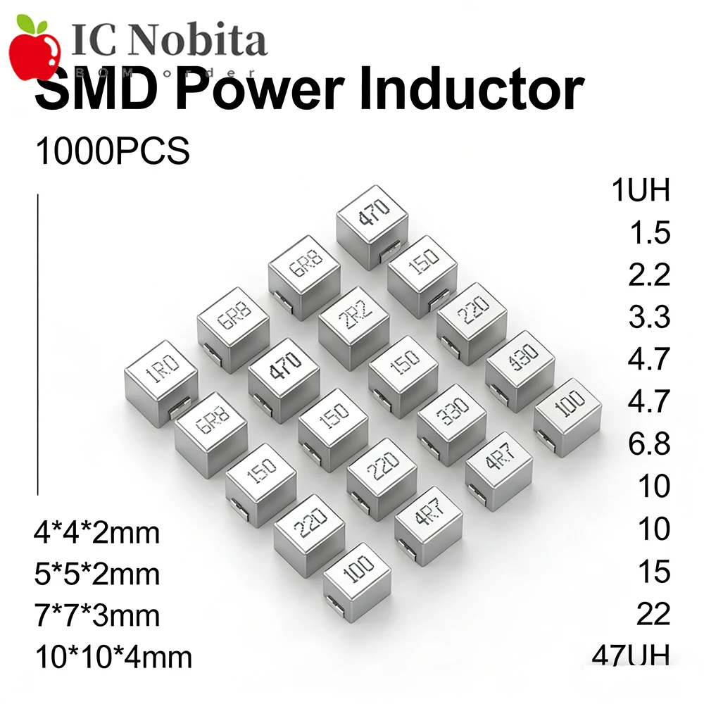 

1000 шт. SMD интегрированных силовых индукторов 15 1.5 2.2 3.3 4.7 6.8 10 1 22 33 47 68 мкГн, формованные силовые индукторы 0420 0520 0530 0630 1040