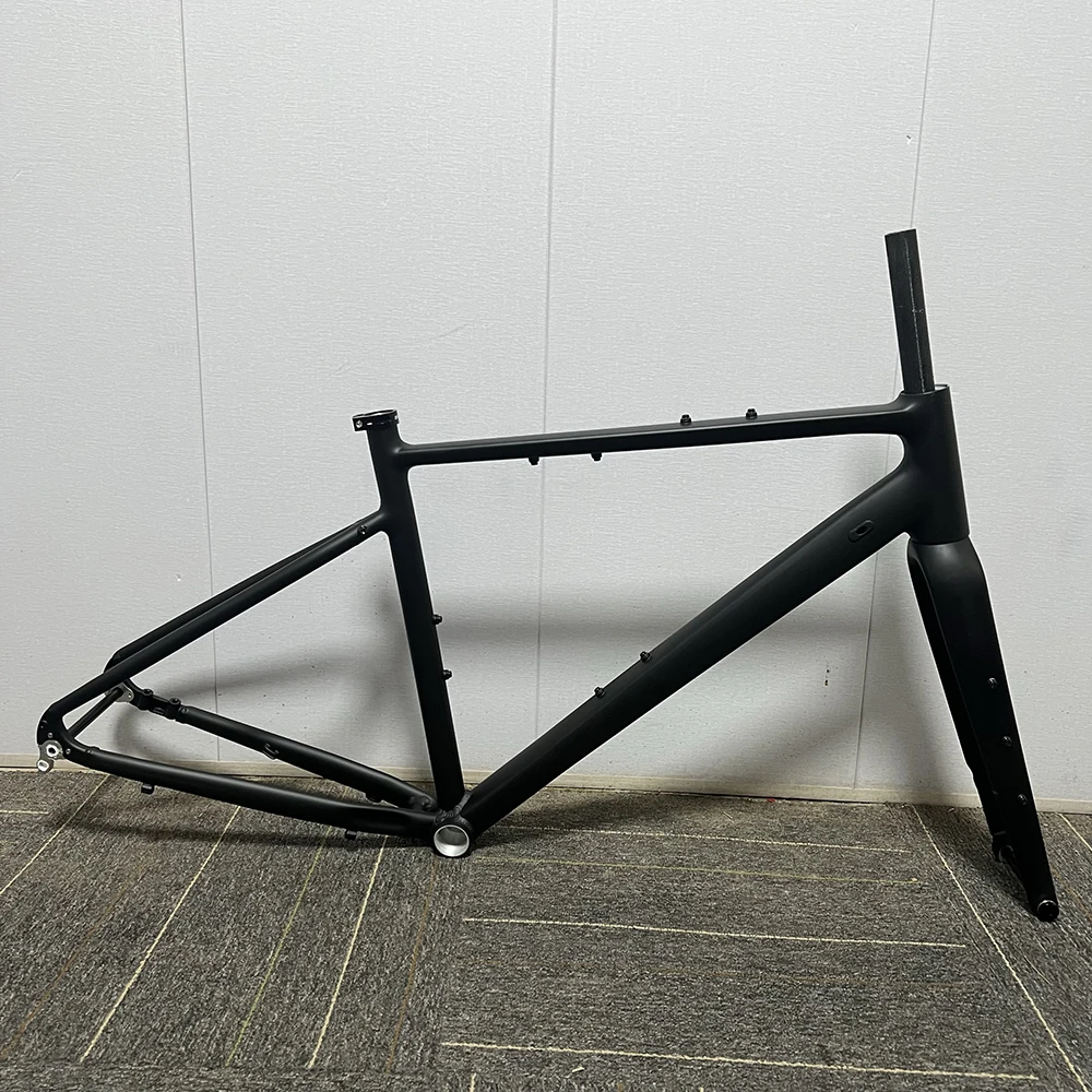 43cm/47cm/52cm Bucket Axle Gravel Bike Frame 700C Bicycle Frame Carbon Fiber Front Fork Thru Axle Road Bike Frame Seat Tube 27.2