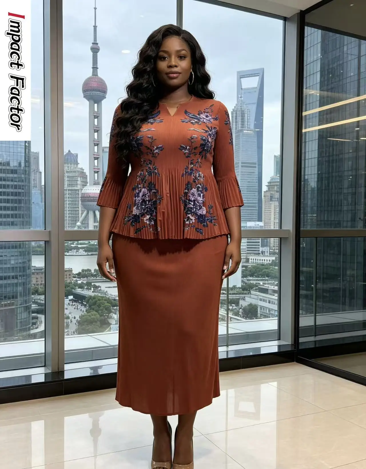 

Miyak New Loose V-neck Suit, Fashionable and Elegant Temperament Pleated Skirt Women's Two-piece Set 2026 New