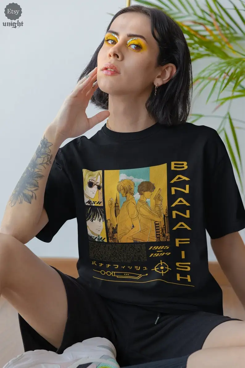 Anime Unisex Bananenvis Tshirt, Eiji Okumura En Ash Lynx Manga Karakters, Romantiek Jongens Liefde, Yaoi Manhwa, Manga Kleding, R