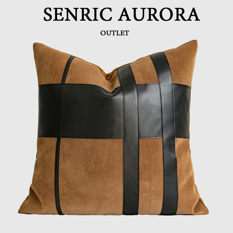 Light Luxury Sofa Cushion Cover High-end Technology Velvet Orange Black Pillow Case For Homestay Hotel Home Model Room Decor