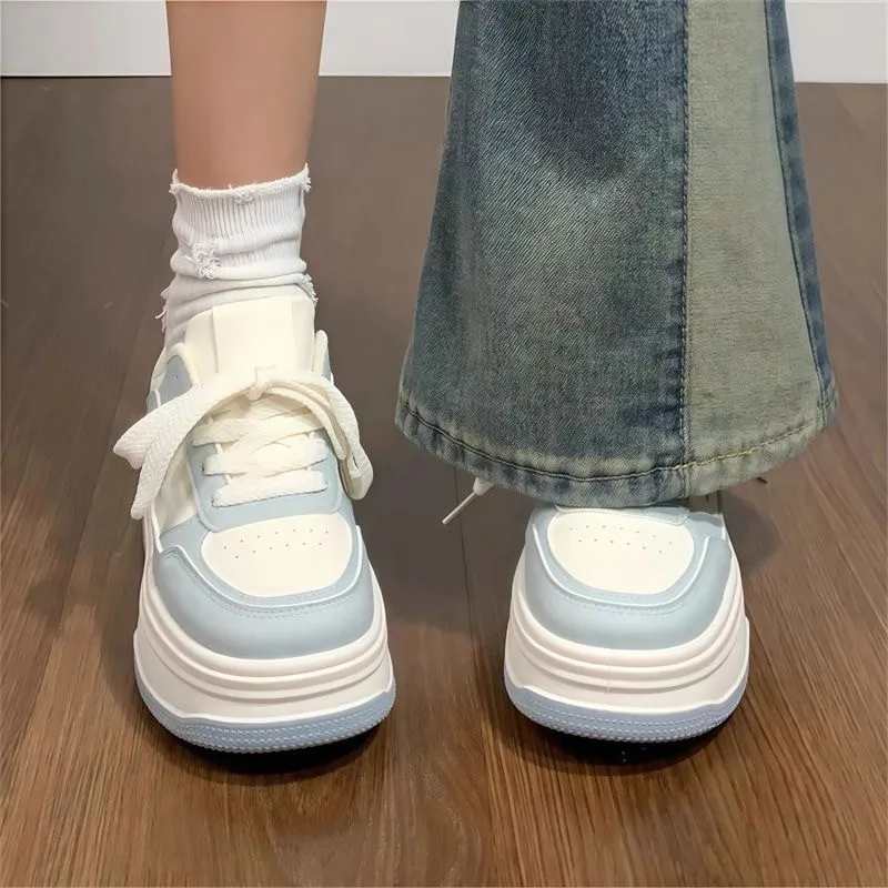 New Spring Women Breathable Sneakers Cute Pink Graffit Shoes Thick Heel Sneakers Casual Running Platform  Lolita Sports Shoes