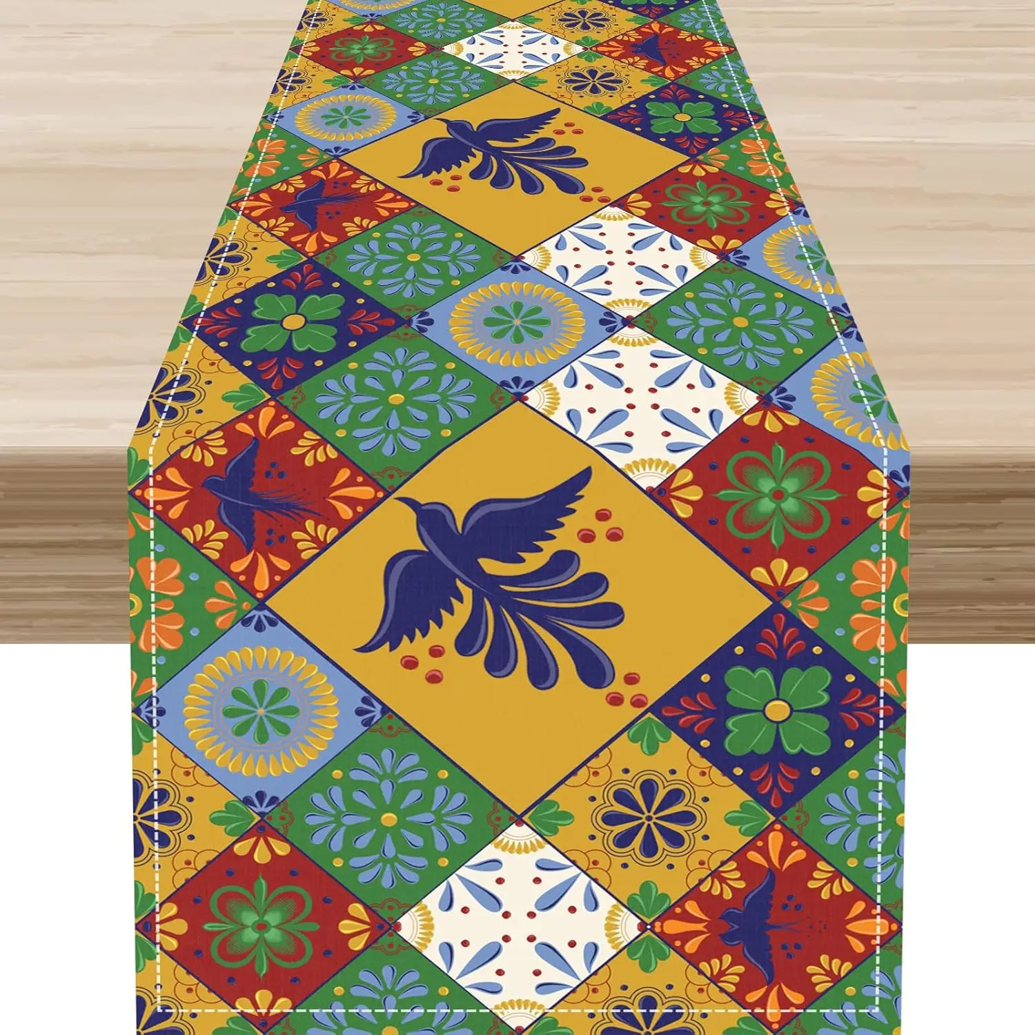 Day of The Dead Floral Birds Table Runner, Durable & Practical, Versatile for Family Dinners & Holiday Celebrations Table Runner