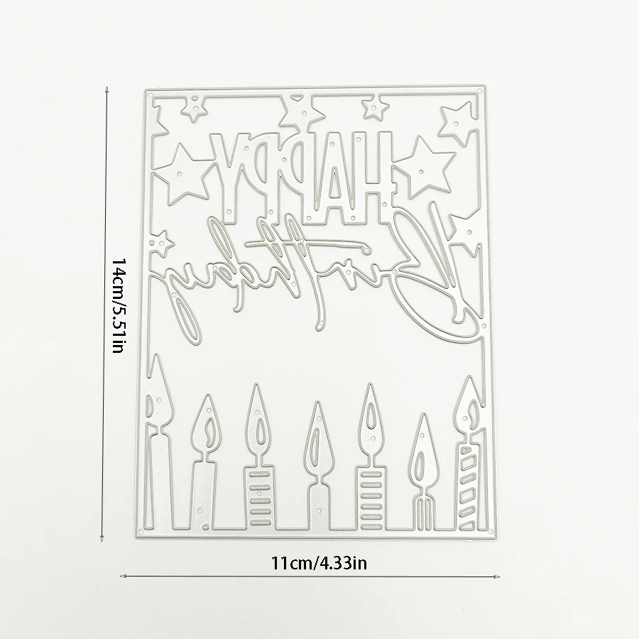 2024 New 14*11CM Happy Birthday Candle Background  Metal Cutting Dies for Scrapbook paper craft knife mould blade punch stencil