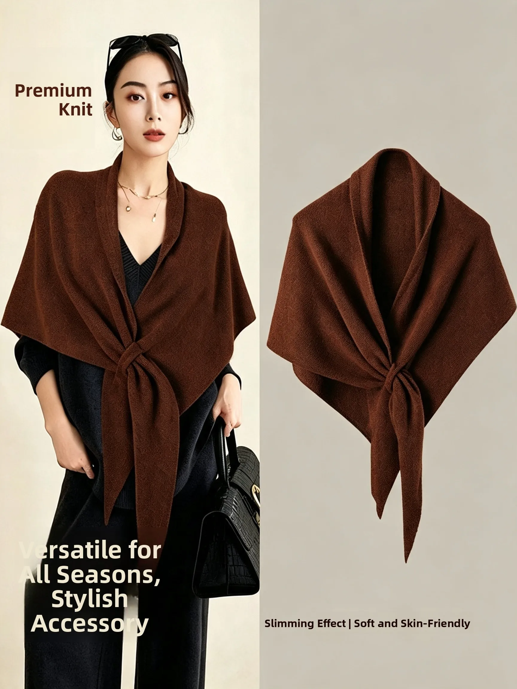 2026 Autumn Winter Thickened Wool Blend Knitted Scarf Shawl for Women Warm Cozy Versatile Color Fashion Accessory