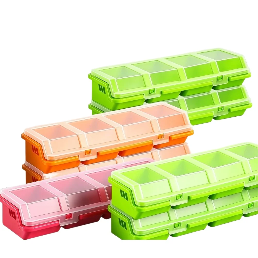 4-Compartment Screw Organizer Box with Lid Stackable Plastic Small Parts Storage for Garage Workbench Craft Hardware Nails Beads