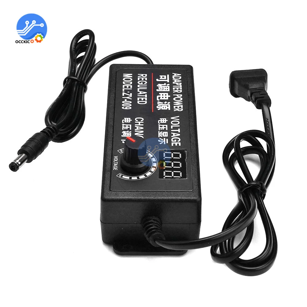 DC 3-24V Adjustable Voltage DC Power Adapter Stepless Speed Regulation Dimming 3-12V 9-24V 2A 3A 5A with Display Screen