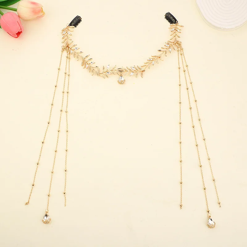 Exotic Style Gold Color Tiaras Tassel Headband Ancient Fairy Wedding Bride Headdress Hanfu Hair Accessories for Girls Women 2025
