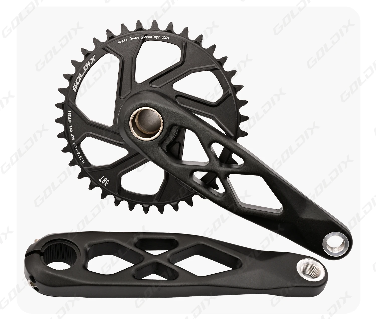 GOLDIX Hochfeste Fahrradkurbelgarnitur 165/170/175mm Geschmiedeter Legierungs-Kurbelarm 3-Bolzen-Direktmontage Schmal-Breit-Kettenblatt für MTB-Fahrrad – Detail 8