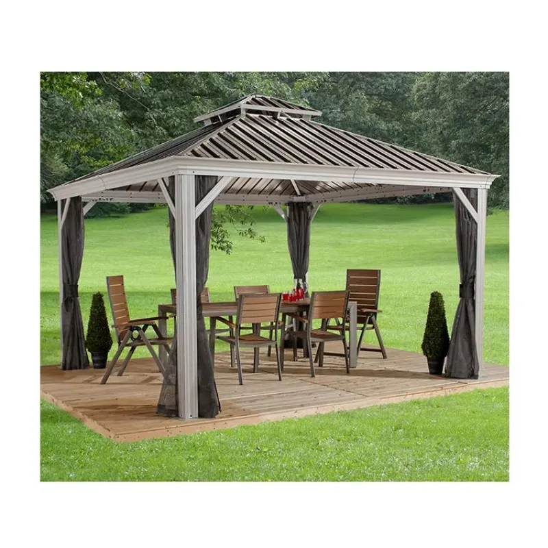 Cheap Sun Shade 4x4 square Black Iron Canopy Windproof Bioclimatic Camping Tent Garden Gazebo