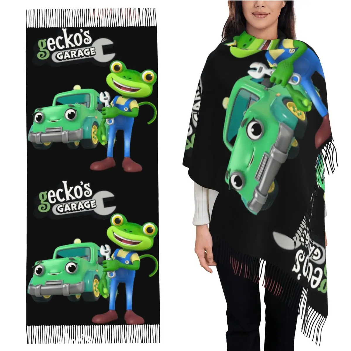 

Tilly The Tow Truck Geckos Garage Fixing Trucks Vehicles Scarf Tassel Scarves Women Shawls and Wraps Long Fall Winter Shawl Wrap