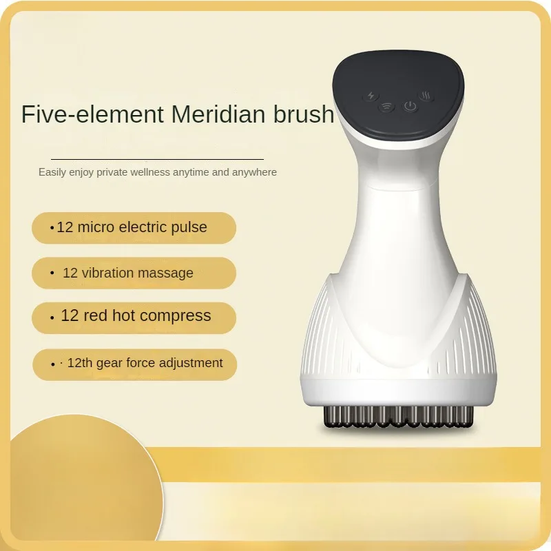 

Электрическая щетка-меридиан, массажный инструмент для натирания живота, соскабливание плеч, шеи, вибрация, красный свет, очищающий массаж всего тела