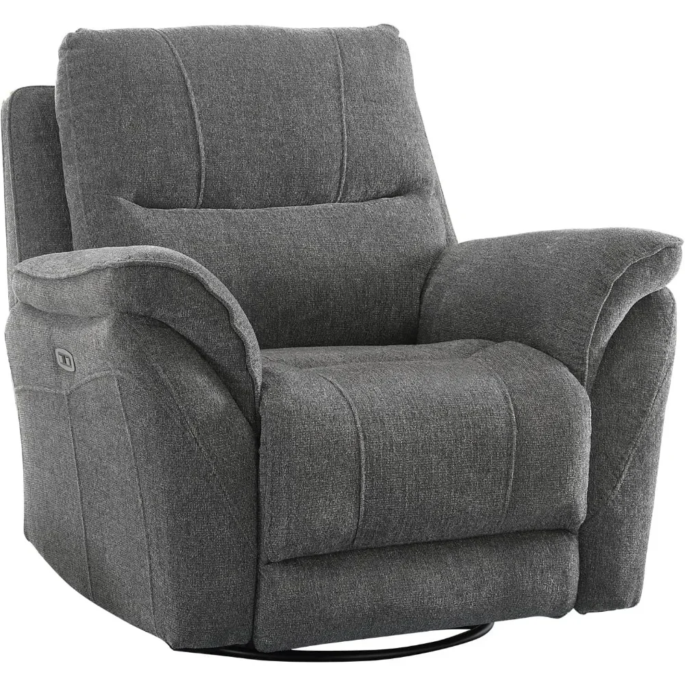 

Glider Recliner Nursery Chair,Power Recliner Swivel Gider,Fabric Electric Swivel Recliner Rocker with Overstuffed Backrest,Power