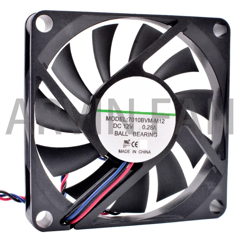 Brand New Original 7010BVM-M12 7cm 7cm 70x70x10mm 12V 0.28A Double Ball Ultra-thin Computer Graphics Cooling Fan