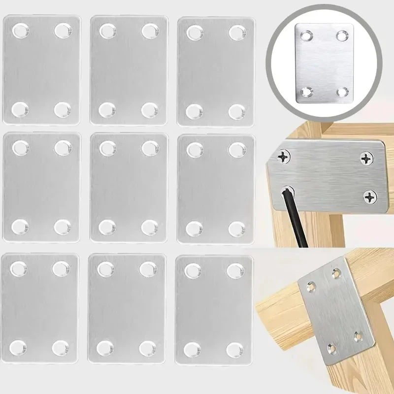 Suporte de ângulo reto em aço inoxidável, suporte de ângulo fixo reto com quatro furos, fixadores para móveis, madeira, prateleiras, armários.