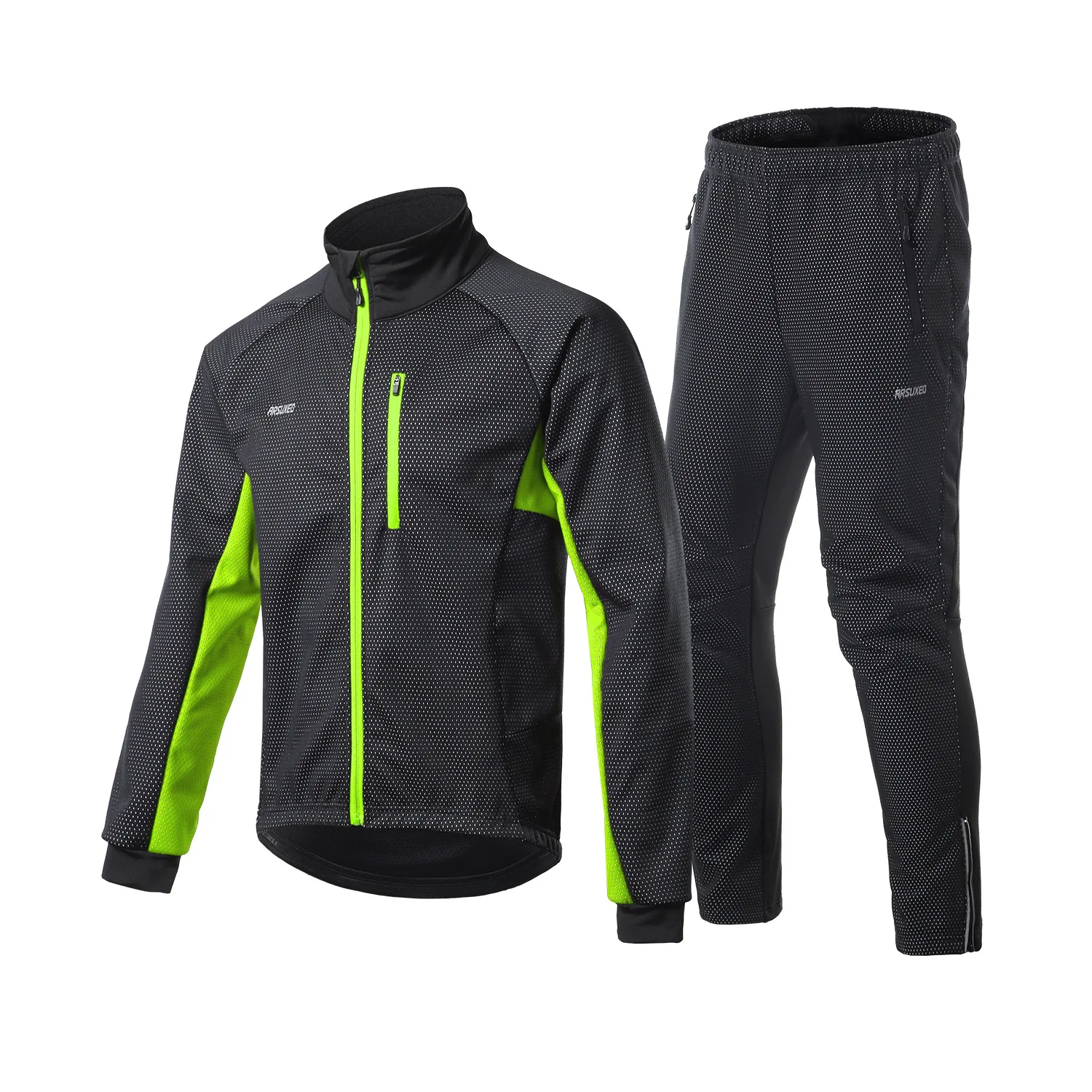 Manufacturer's in-stock autumn and winter new windproof fleece outdoor warm cycling suit set, jacket, coat and long pants