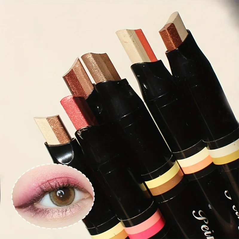 2 w 1 wyróżnij brokatowy cień do powiek w sztyfcie dwustronny 2-kolorowy brokat perłowy ziemia brązowy odcień nie rozmazany makijaż oczu