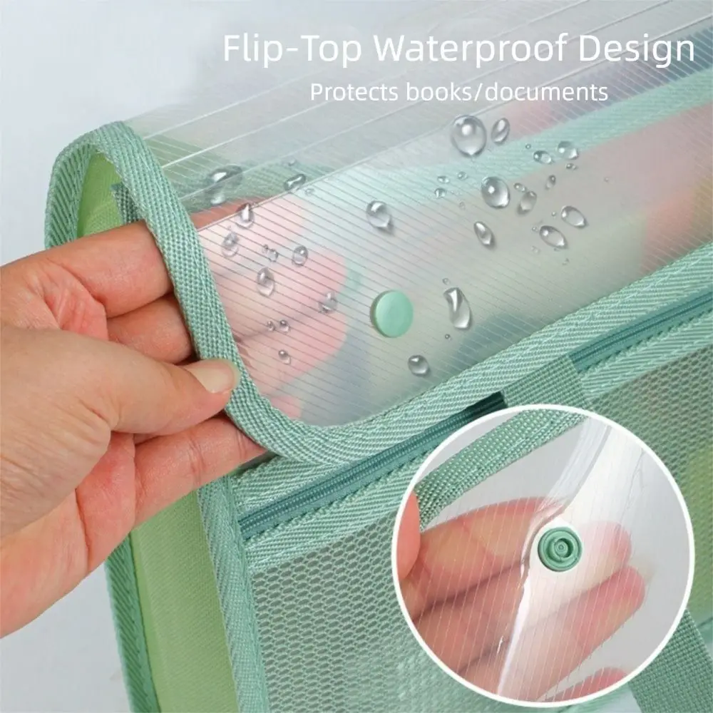 PP File Storage Bag Transparent Large Capacity Transparent Handheld Folder Portable Zipper Pocket Document Storage Bag