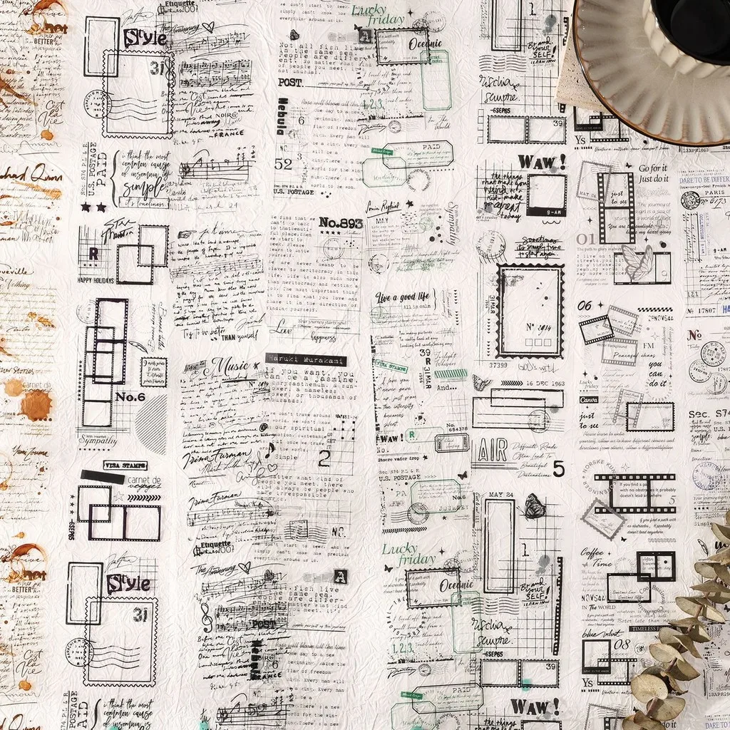 

Journamm 4 рулона/коробка, предварительно вырезанные английские ленты для домашних животных, наклейки, прозрачные украшения, коллаж, ручной аккаунт для журнала для скрапбукинга